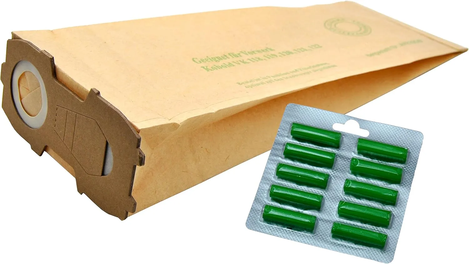 Bild von FSProdukte 10 Staubsaugerbeutel für Vorwerk Kobold 118 bis 122 mit extra starkem Flansch und 10 Duftpatronen Sommerwiese