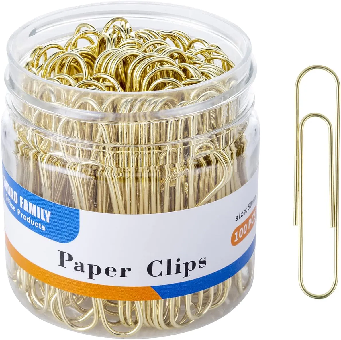 Bild von FUDAO FAMILY 100 goldene Büroklammern mit 50 mm für die Dokumentenorganisation
