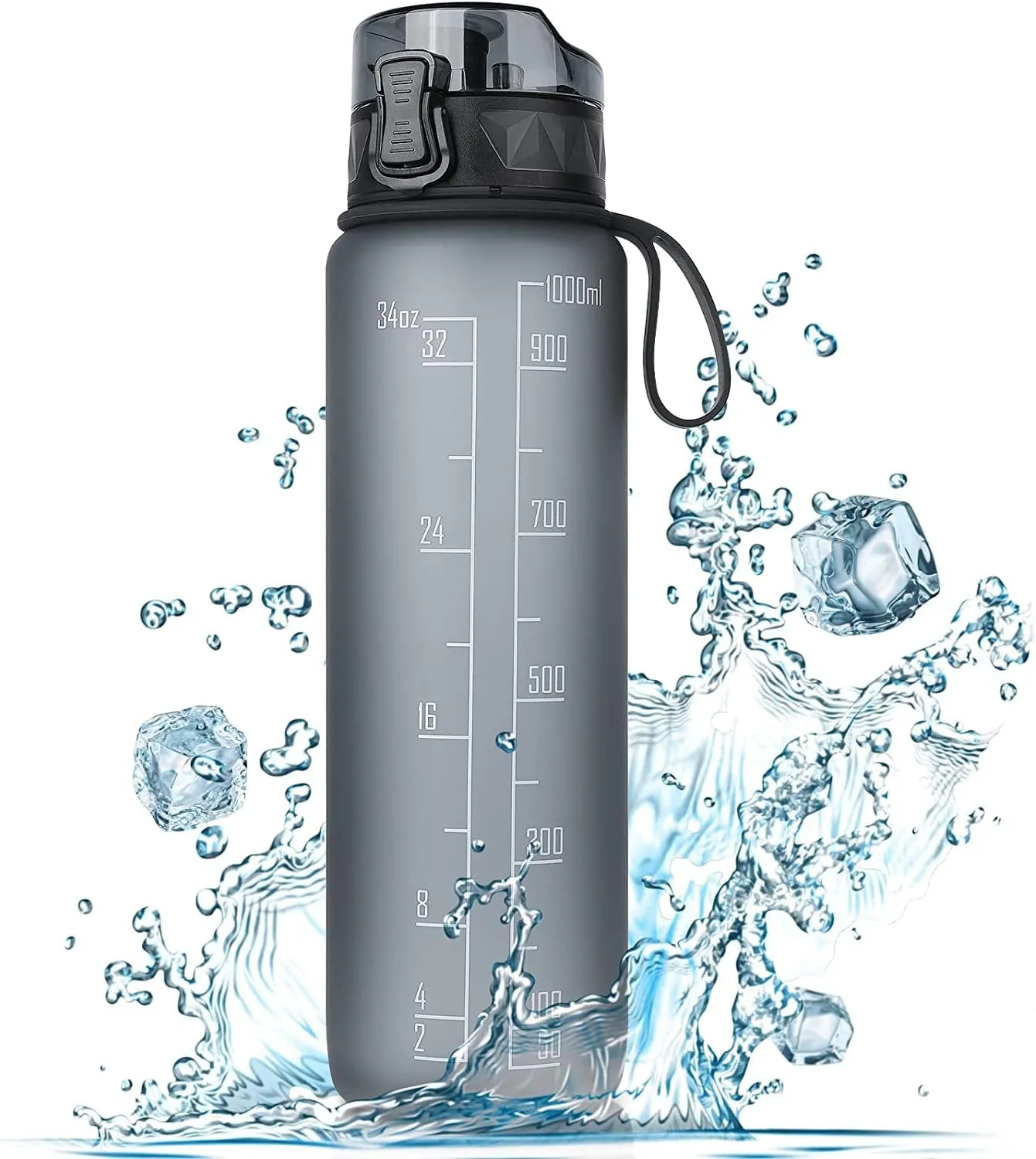 Bild von FULDENT 1L Sport Trinkflasche BPA-frei mit rutschfestem Gummi-Griff für Fahrrad, Outdoor, Schule und Gym