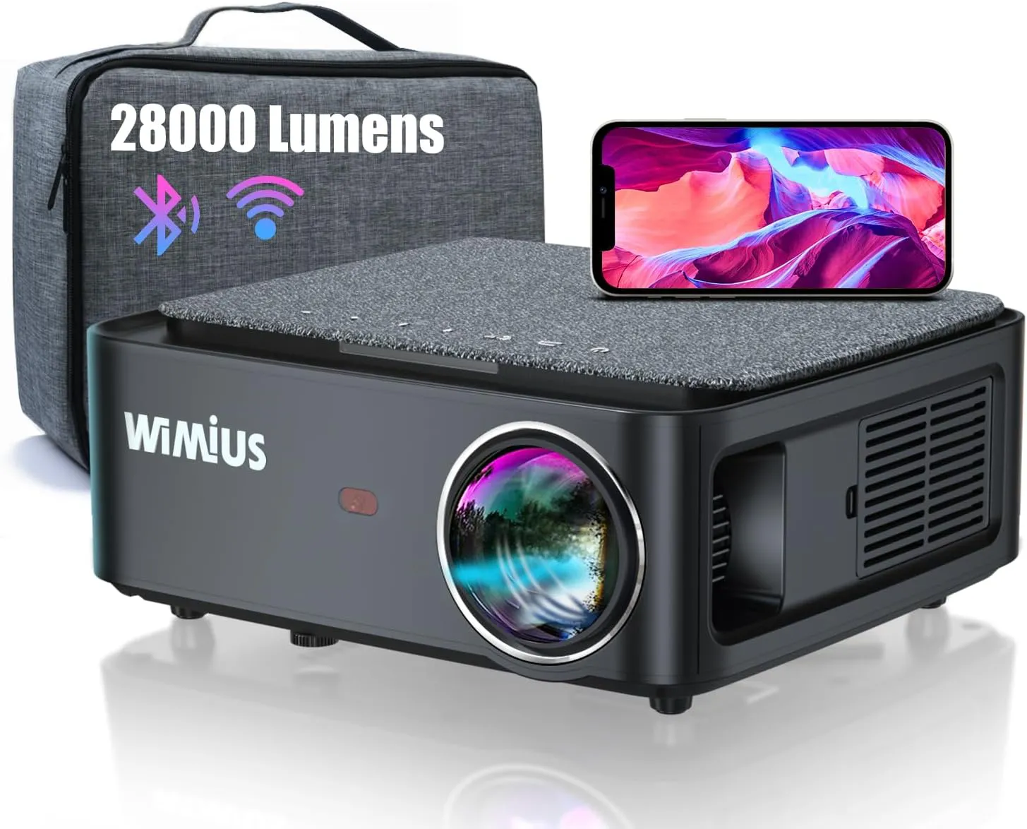 Bild von Full HD Beamer mit 28000 Lumen, 5G WiFi, Bluetooth und 4K Unterstützung, geeignet für Heimkino und kompatibel mit Fire Stick, Smartphones und PS5