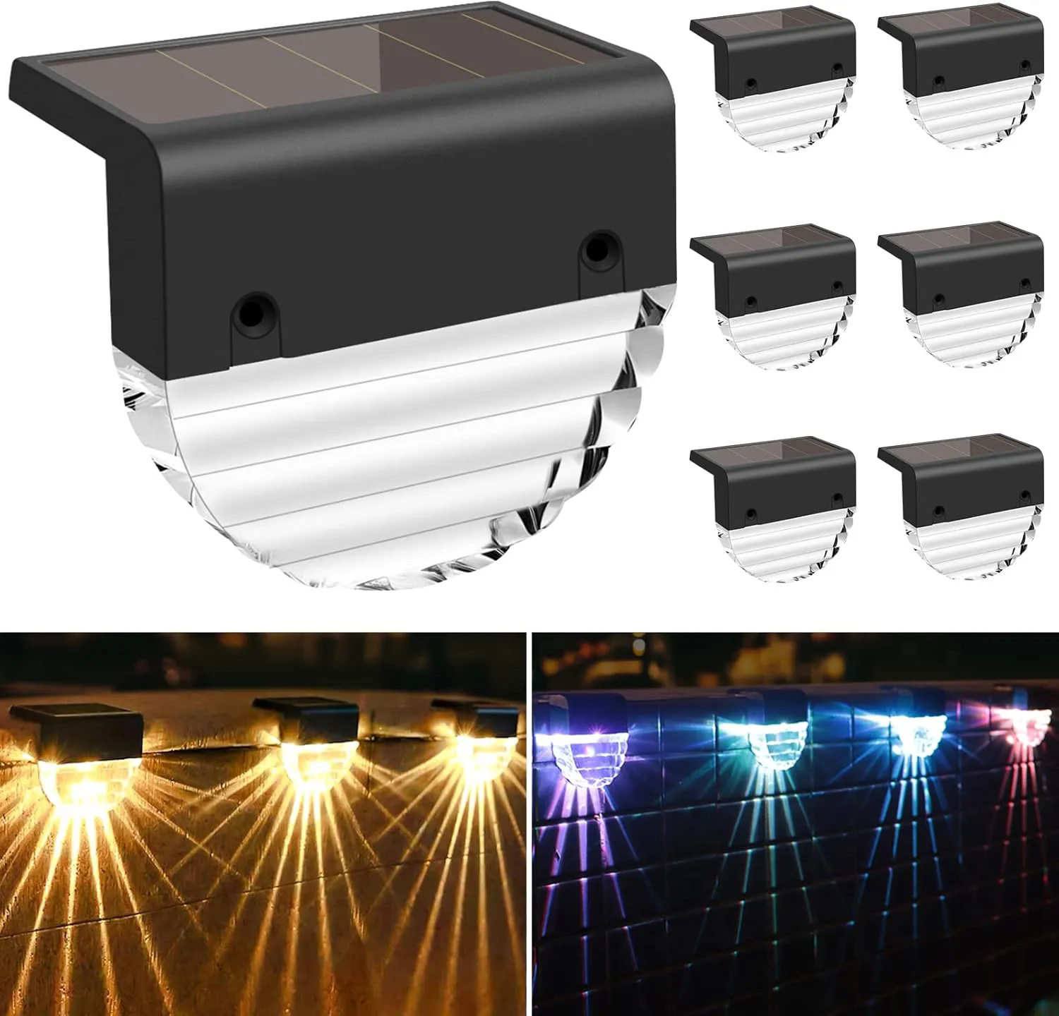 Bild von Fuqiduo 6er Set Solarlampen für den Außenbereich mit IP65 Wasserschutz und zwei Modi in Warmweiß und Farbwechsel