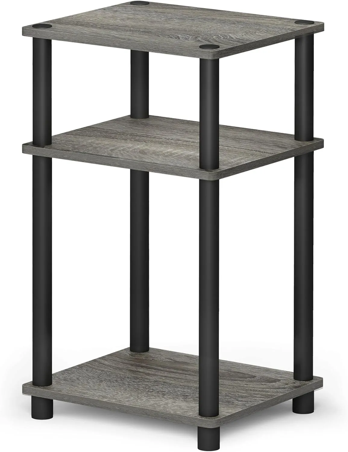 Bild von Furinno Beistelltisch aus Holz in Französischer Eiche Grau/Schwarz mit 3 Ablageebenen, Maße 29,21 x 34,04 x 57,91 cm