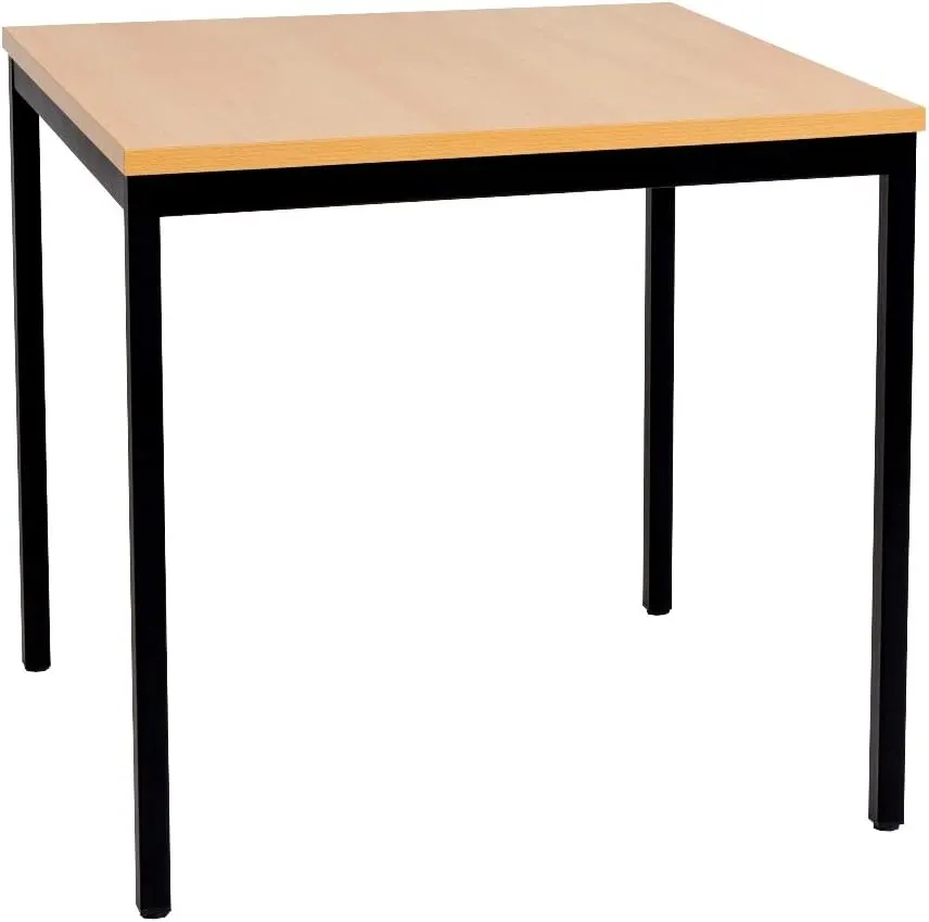Bild von Furni24 Schreibtisch aus Stahl in Buche, 80x80x75 cm, TÜV/GS geprüft, vielseitig einsetzbar als Büro-, Küchen- oder Computertisch