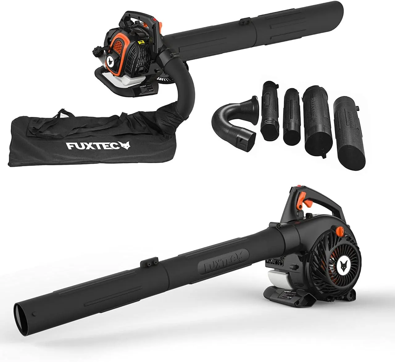 Bild von FUXTEC FX-LBS126P Profi Benzin Laubsauger mit Blasrohr, Saugrohr und 60 Liter Fangsack, Anti-Vibrations-Funktion und Blasgeschwindigkeit von 62,7 m/s
