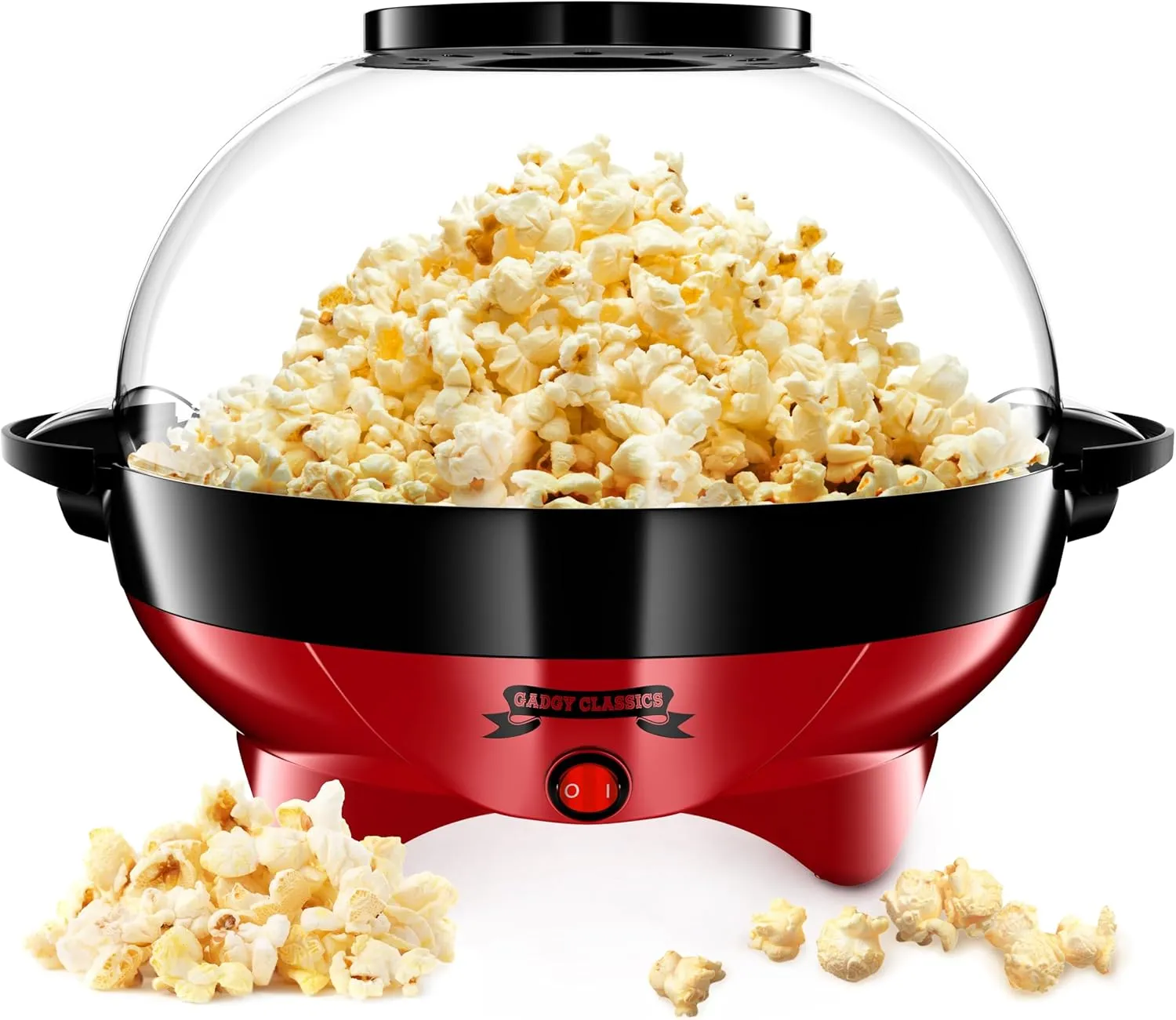 Bild von Gadgy große Retro Popcornmaschine mit 5 Litern und Antihaftbeschichtung in Rot, 800 Watt