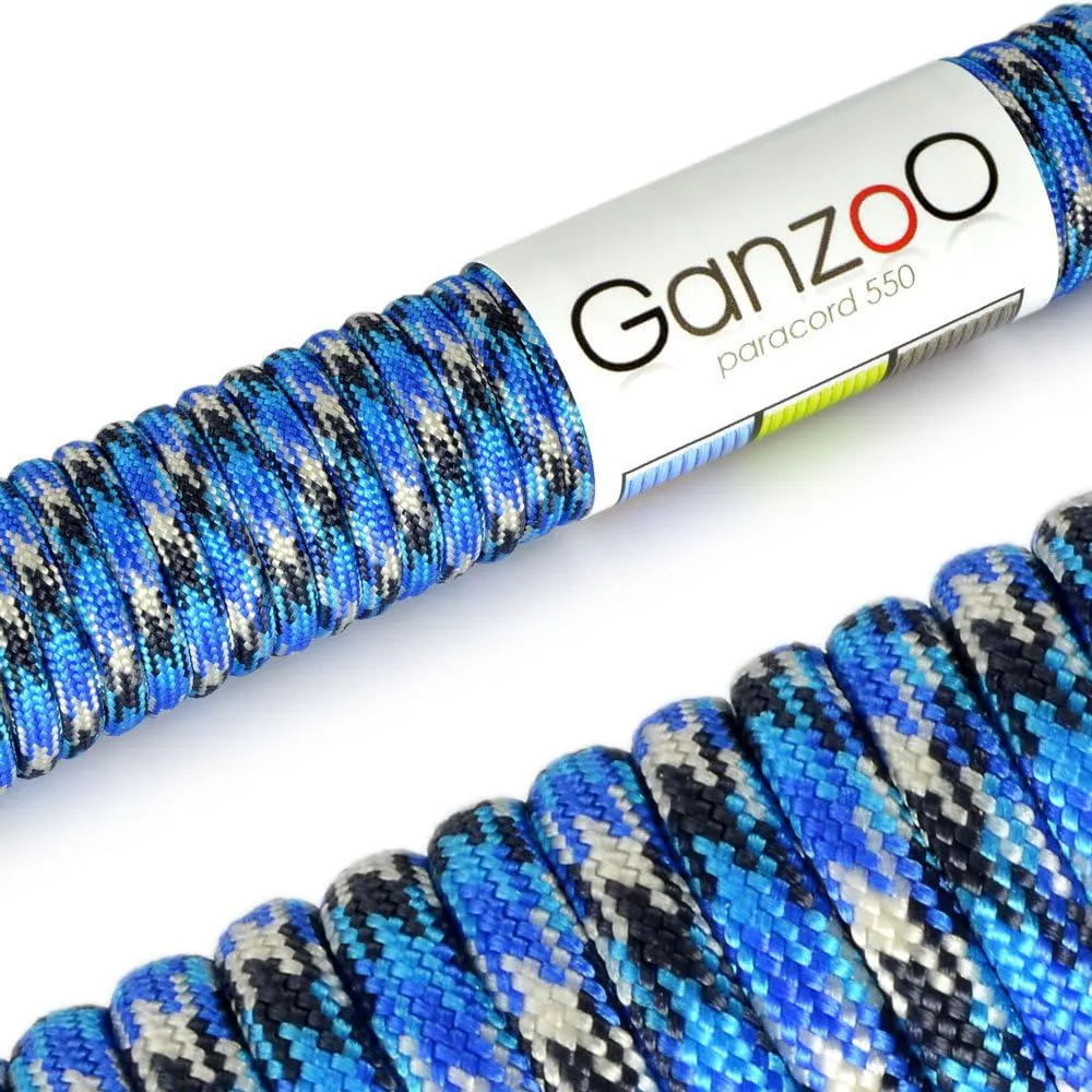 Bild von Ganzoo Paracord 550 Seil in Blau Schwarz, 4 mm dick, 30 Meter lang, aus Nylon und Polyester, ideal für Hundehalsbänder, Hundeleinen und Camping