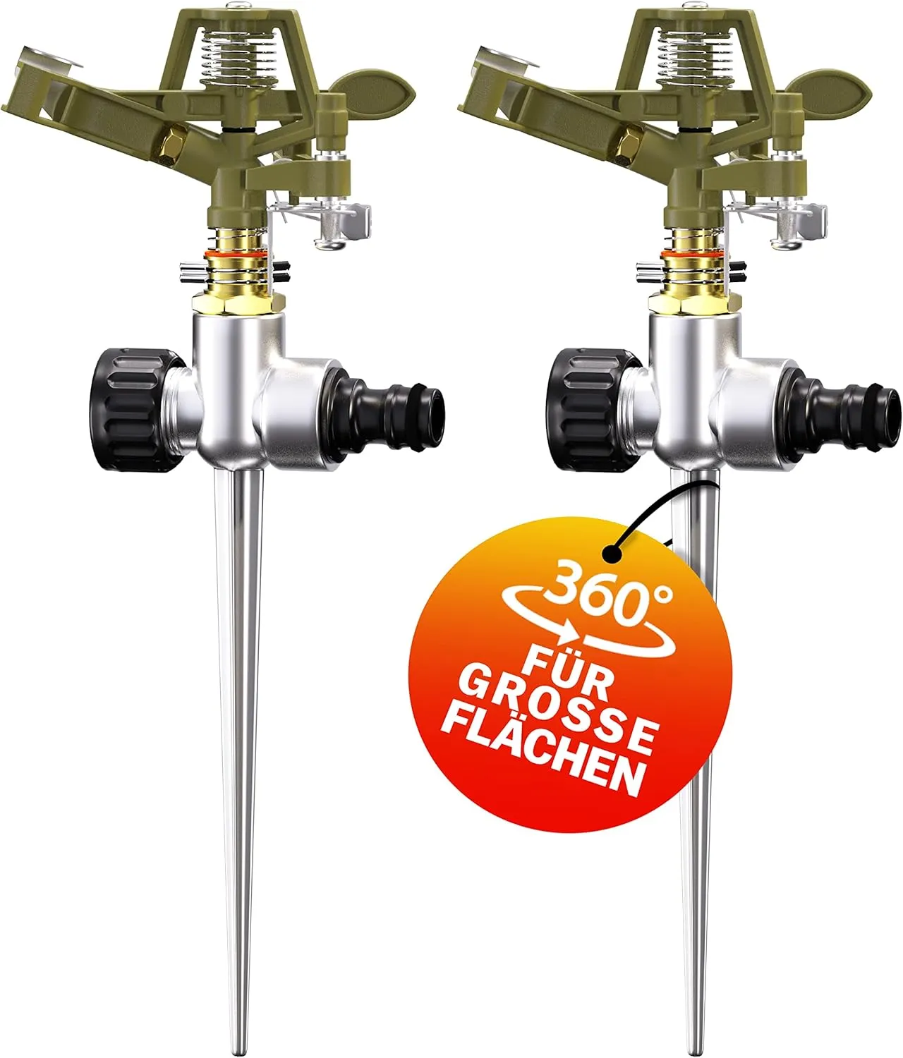 Bild von GARDEBRUK Sprinkler Set mit 2 Erdspießen und einer Sprengweite von bis zu 24 Metern für die Gartenbewässerung