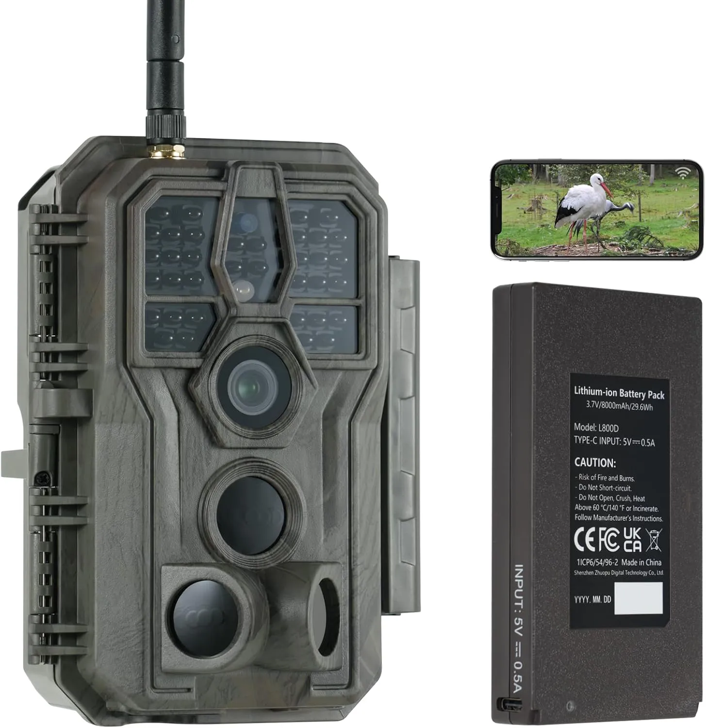 Bild von GardePro E8P Wildkamera mit WLAN und 8000mAh Akku, 64MP und 1296P, Nachtsicht und App-Steuerung