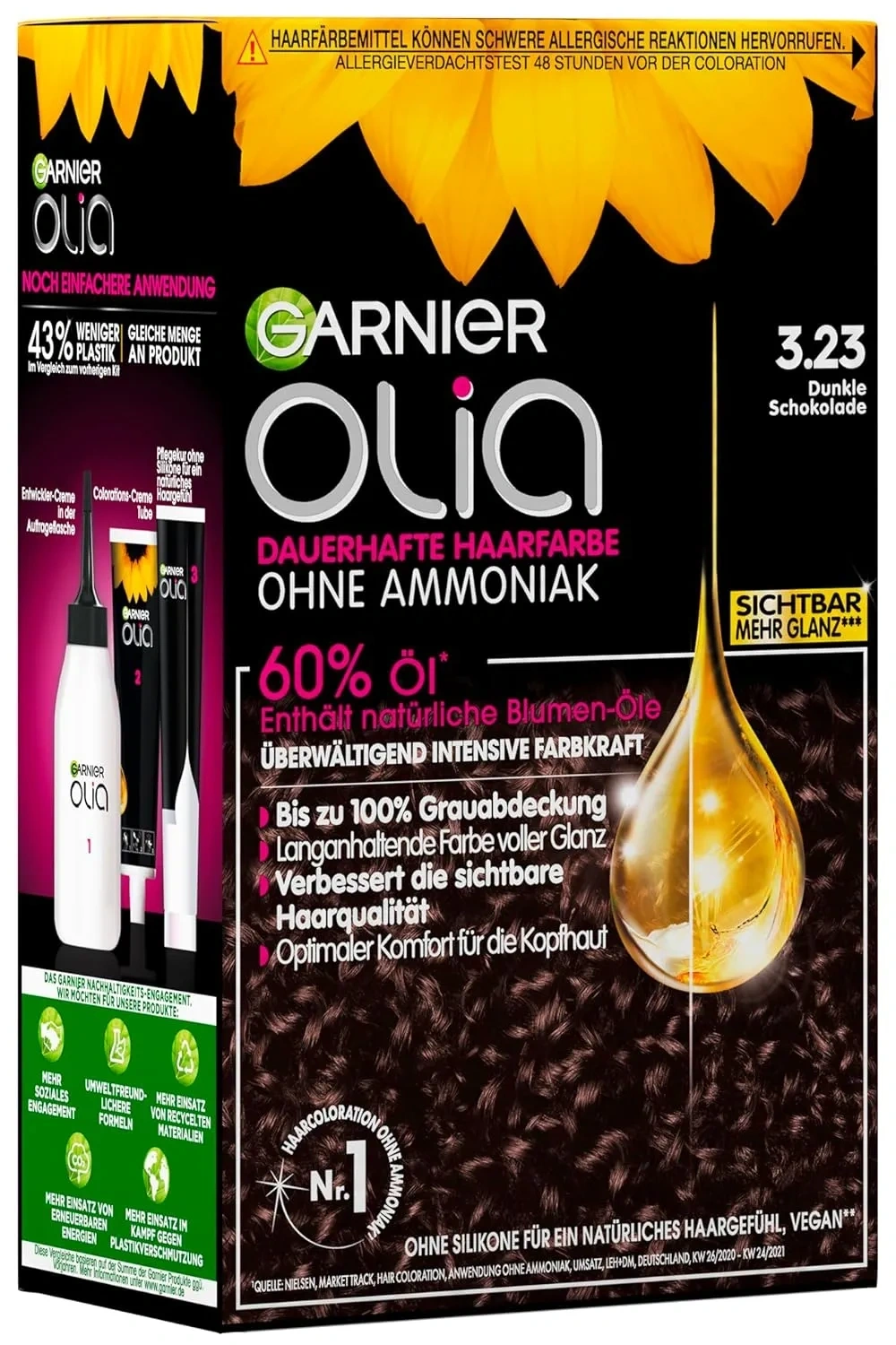 Bild von Garnier Olia 3.23 Dunkle Schokolade Haarfarbe ohne Ammoniak, 60 g