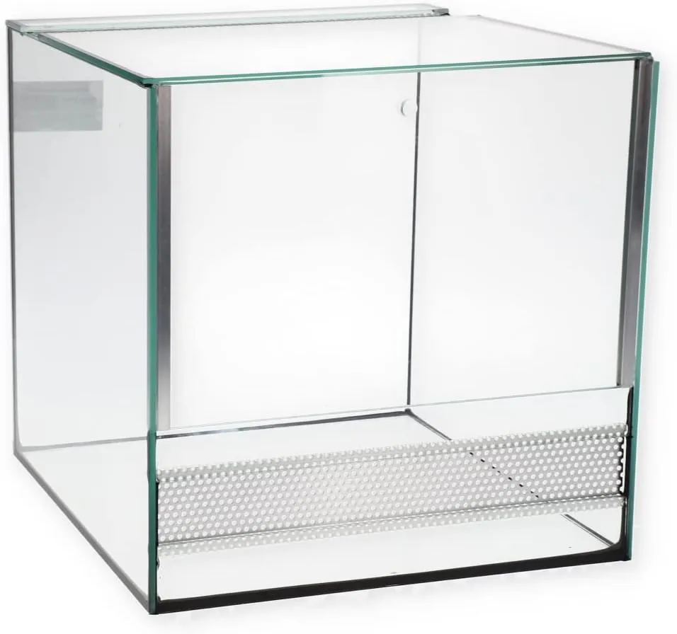 Bild von GarPet Glas Terrarium 30x30x30 cm für Reptilien und Amphibien mit Aluminium Belüftung und Falltür