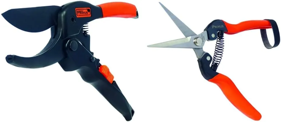 Bild von Garten Primus Gartenscheren Set mit einer schwarzen Schere und einer orange-silbernen Schere für verschiedene Anwendungen