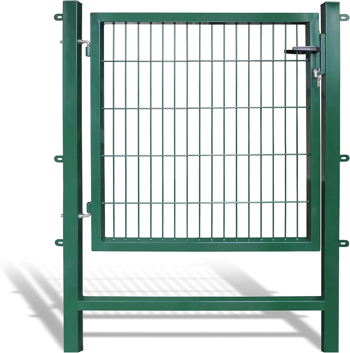 Bild von Gartentor Easy mit Querverbindung, 1 x 1 m in grün, komplett mit Pfosten, Montagematerial und Schloss für Doppelstabmattenzaun
