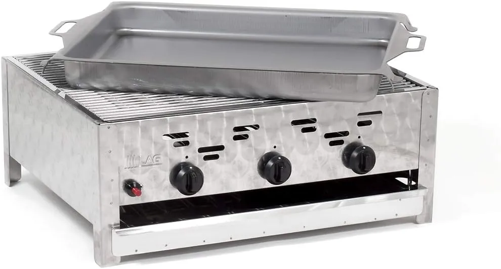 Bild von Gasgrill Kombibräter mit 11 kW und 3 Edelstahlbrennern, inklusive Grillrost und Stahlpfanne