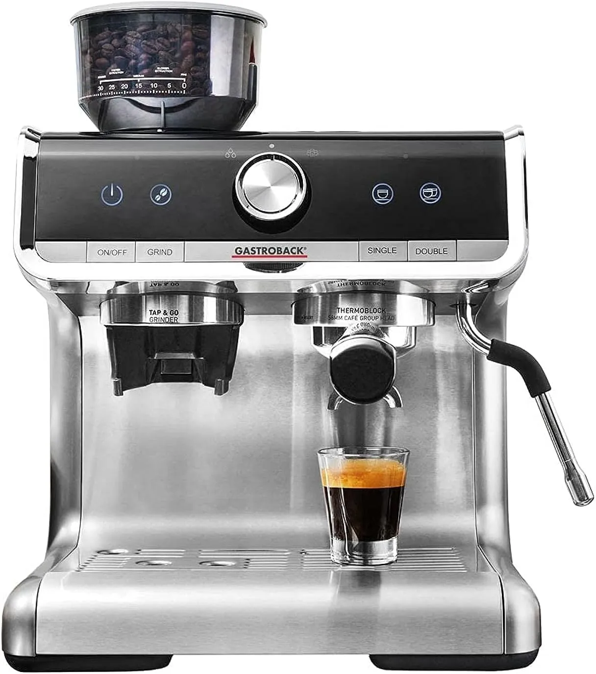 Bild von GASTROBACK Design Espresso Barista Pro in Schwarz und Edelstahl Silber