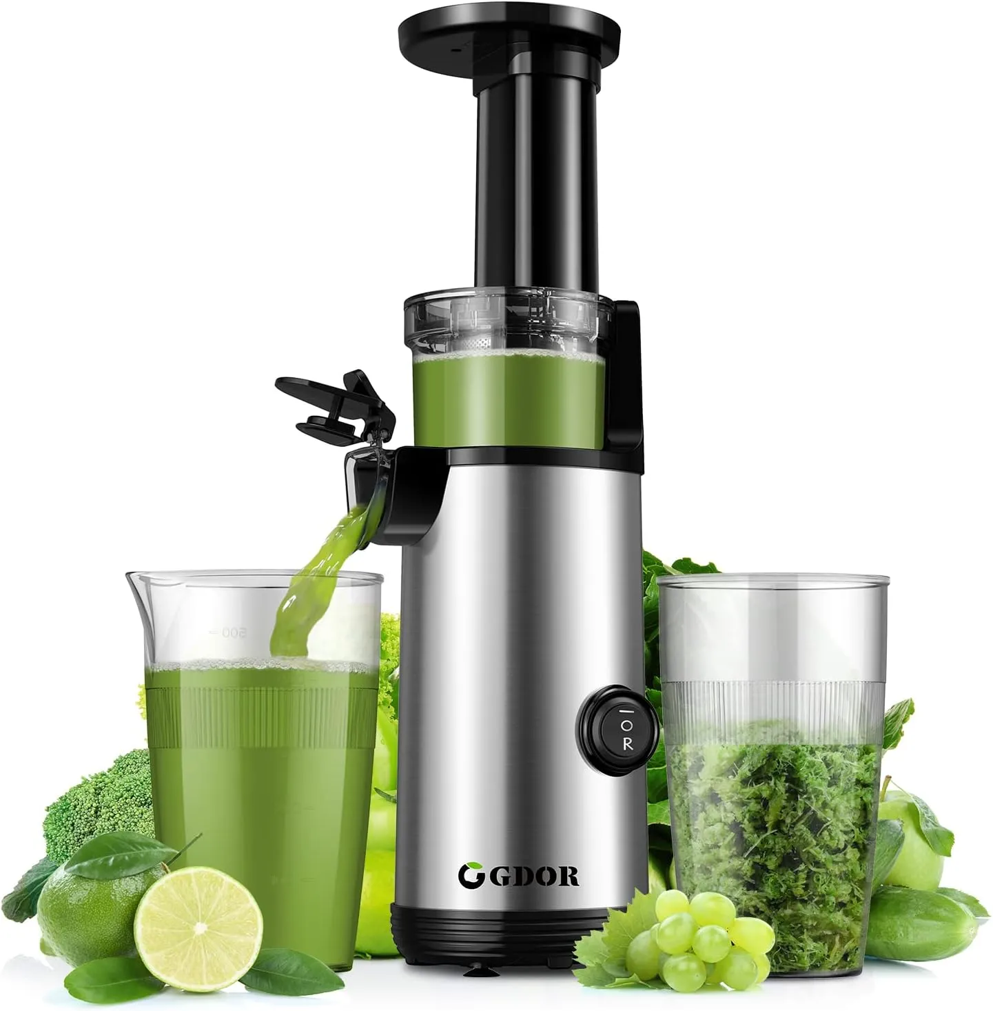 Bild von GDOR kompakter Slow Juicer mit 600 ml Kapazität und hoher Saftausbeute, inklusive Bürste und BPA-frei