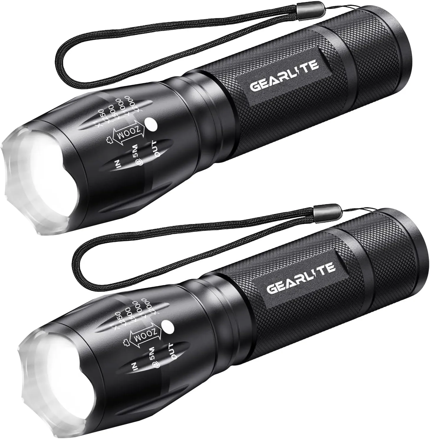 Bild von GEARLITE LED Taschenlampe im 2er Set mit 2000 Lumen und 5 Modi, wasserdicht nach IP65, ideal für Camping und Outdoor-Aktivitäten