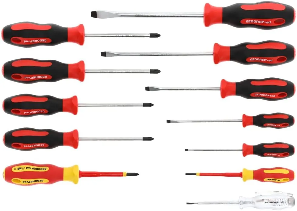 Bild von GEDORE red 12-teiliges Schraubendreher-Set mit VDE-Zertifizierung und Phasenprüfer, Artikelnummer R38002012