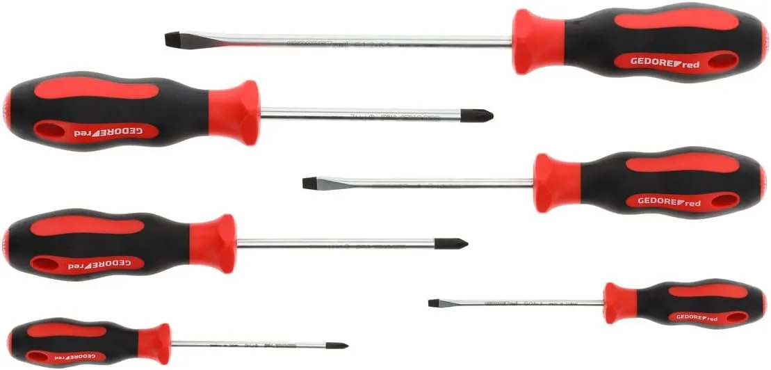 Bild von GEDORE red Schraubendreher Set 6-teilig mit Schlitz und Kreuzschlitz, 2-Komponenten-Griff, Artikelnummer R38002006