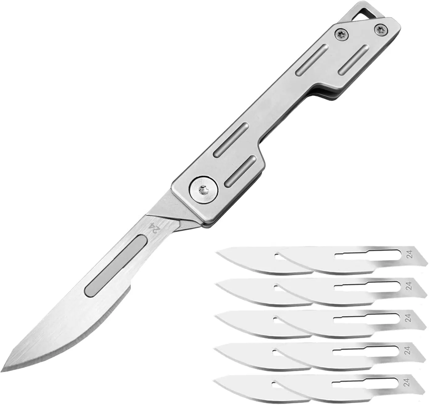 Bild von Generic Klappmesser mit 10 auswechselbaren Klingen in Silber für Männer und Frauen