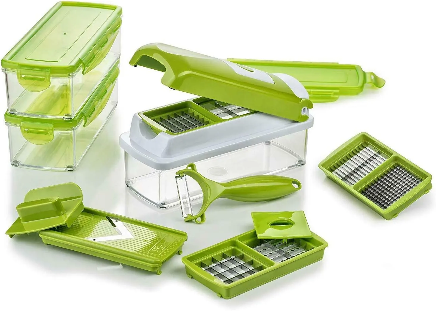 Bild von Genius Nicer Dicer Smart 14-teilig in Kiwi, vielseitiger Gemüseschneider mit Rezeptheft
