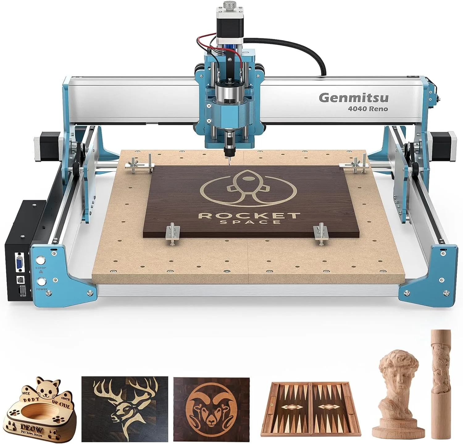 Bild von Genmitsu 4040 Reno CNC Router mit geräuschloser Bewegung und 400 x 400 x 76 mm Arbeitsbereich, geeignet für Holz, Acryl und Metall, unterstützt 4. Achse Rotationsmodul
