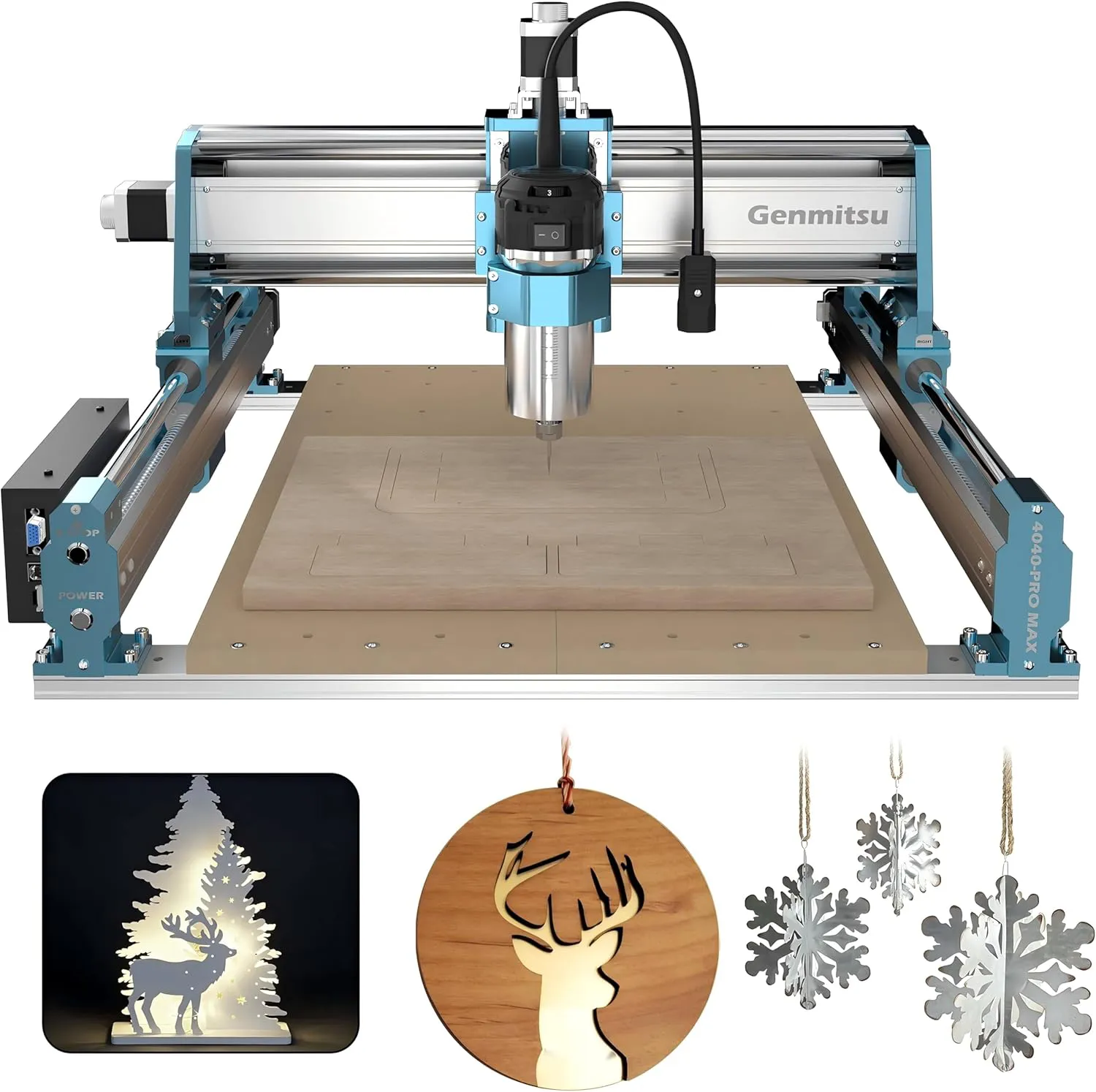 Bild von Genmitsu CNC Fräsmaschine 4040 PRO MAX mit 710 Watt Trimmer und GRBL Steuerung für Holz, Metall und Acryl