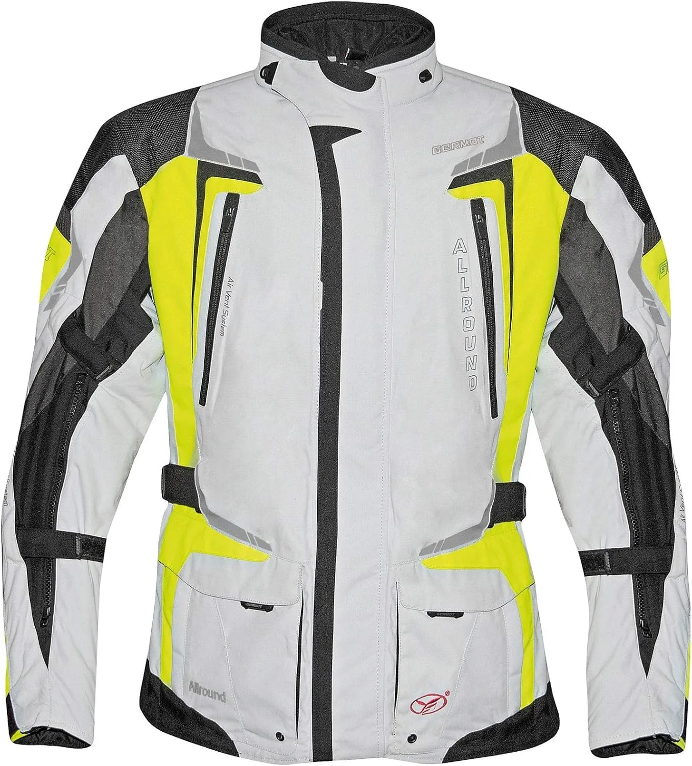 Bild von Germot Herren Motorradjacke Allround in hellgrau und gelb, wind- und wasserdicht, Kurzgröße 31