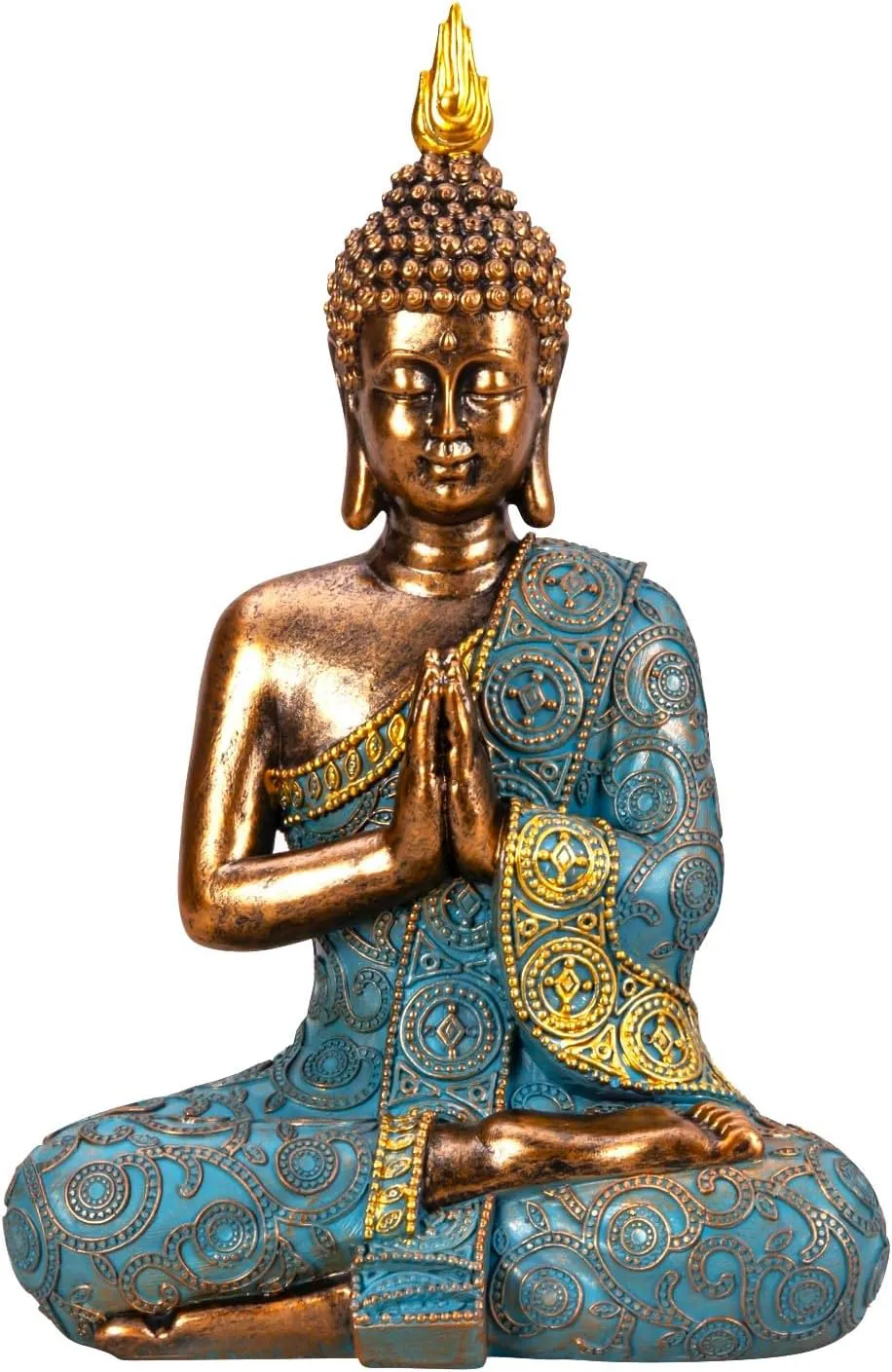 Bild von Geschenkestadl Buddha Figur in Türkis und Gold, 29 cm, meditierend, Artikelnummer 881358