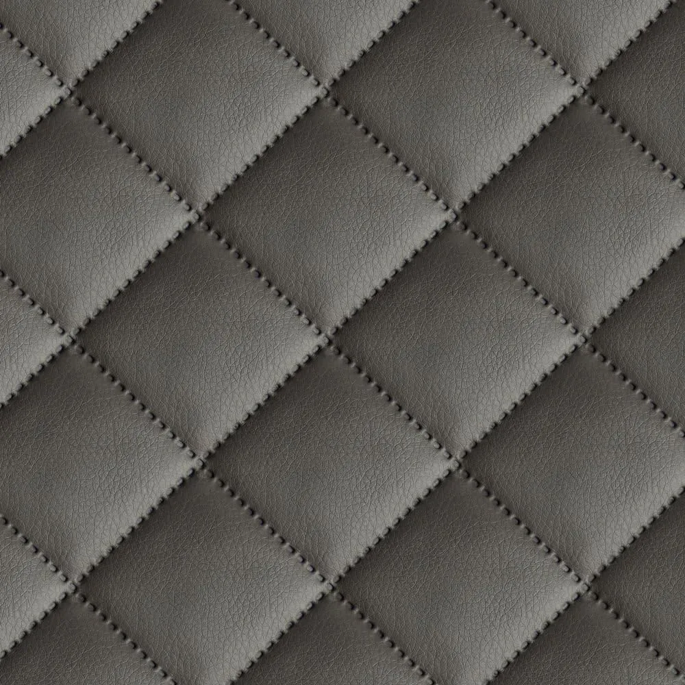 Bild von Gestepptes Kunstleder Polsterstoff in Grau, 140 cm Meterware