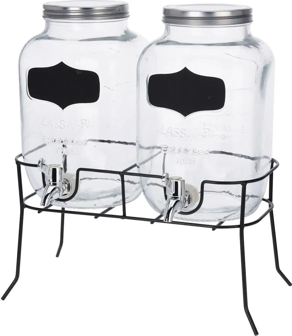 Bild von Getränke Spender Set mit 2 Glasbehältern à 4 Litern und Zapfhahn