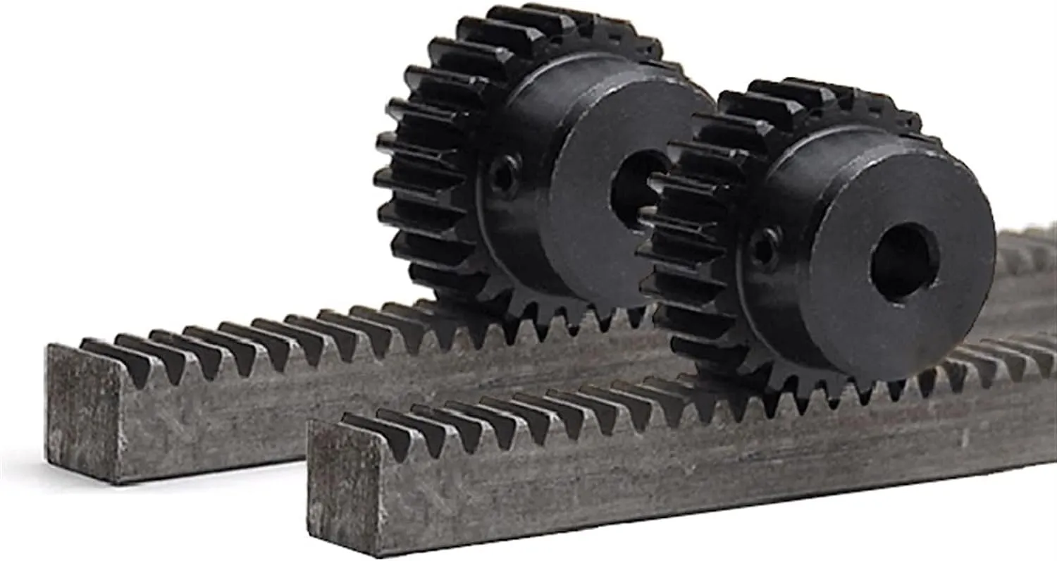 Bild von Getriebe Set mit 2 Ritzelspiralen und 1 Meter Zahnstange, 16 Zähne, Modul 1, aus Stahl