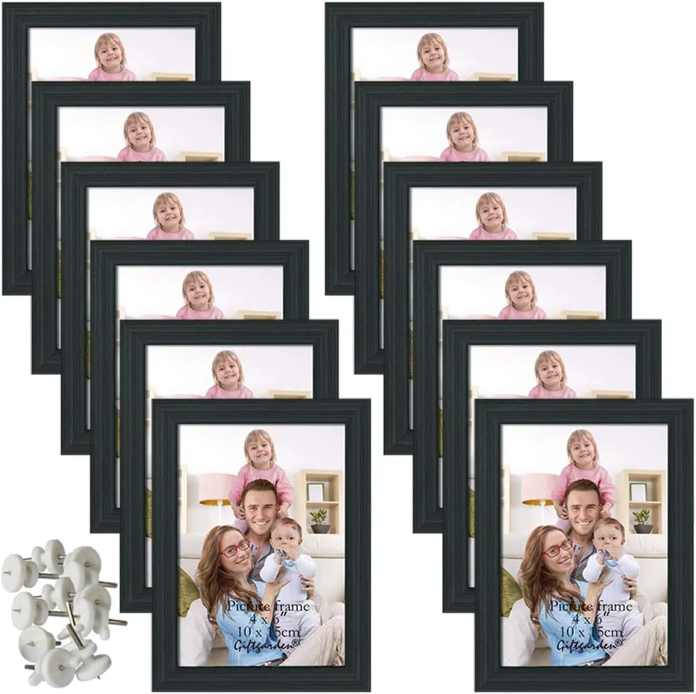 Bild von Giftgarden 12-teiliges Bilderrahmen Set in Schwarz für 10x15 cm Fotos, geeignet als Wand- oder Tischaufsteller