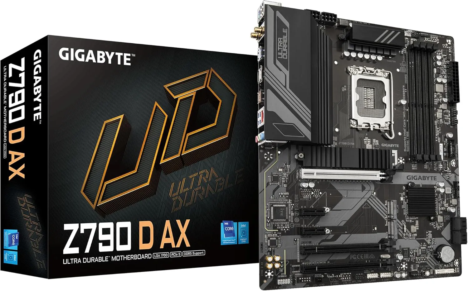 Bild von Gigabyte Z790 D AX Motherboard für Intel Core der 14. Generation mit 12+1+1 Phasen VRM, bis zu 7600 MHz DDR5, 3 PCIe 4.0 M.2, Wi-Fi 6E, 2.5 GbE LAN und USB 3.2 Gen 2