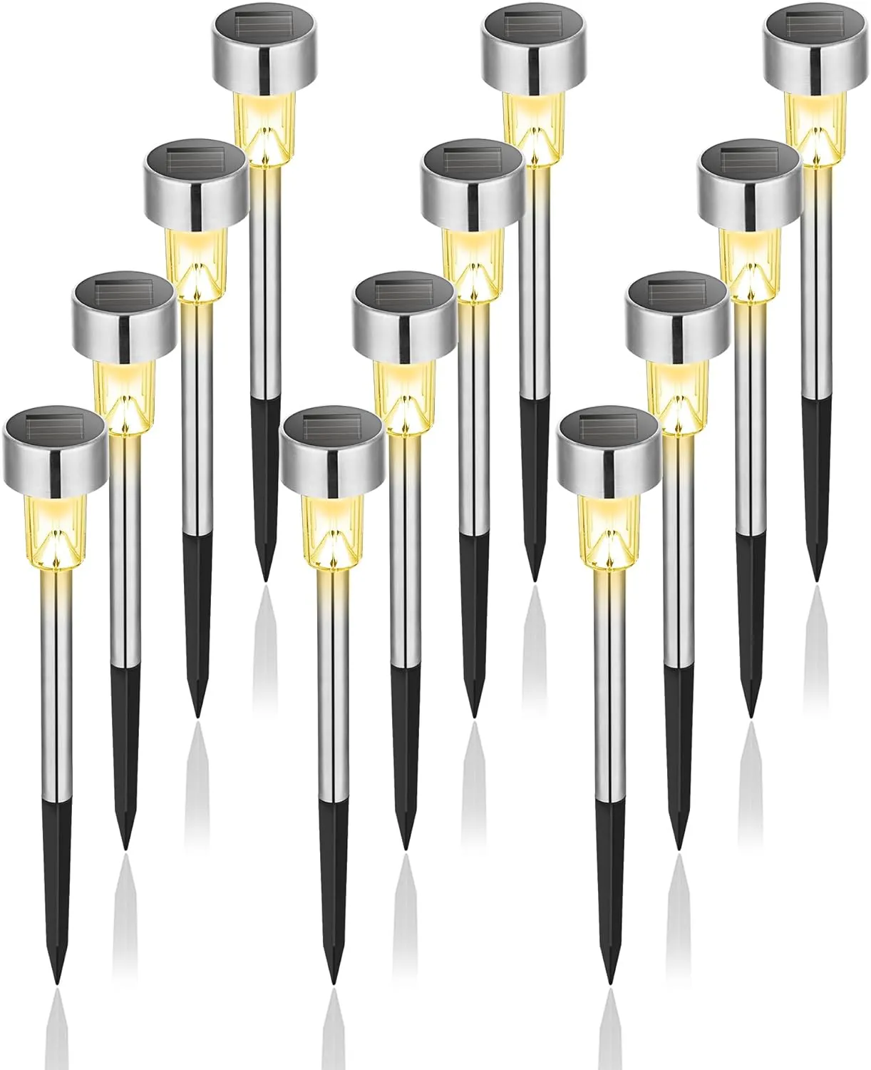 Bild von GIGALUMI 12er Set wasserdichte Solarlampen für außen in Warmweiß