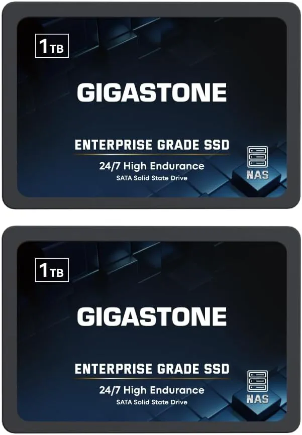 Bild von Gigastone 1TB NAS SSD im 2er-Pack für 24/7 Betrieb mit hoher Dauerhaltbarkeit