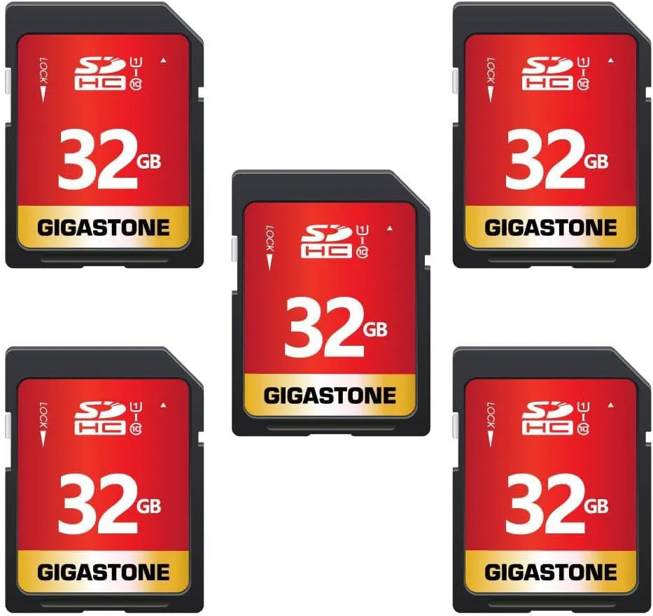 Bild von Gigastone 32GB SDHC Speicherkarte im 5er-Pack, UHS-I U1 Klasse 10 mit bis zu 80 MB/s, geeignet für Digitalkameras und PCs