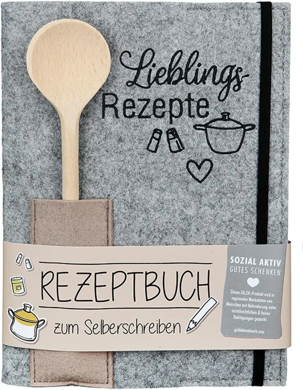 Bild von GILDE A5 Rezeptbuch zum Selberschreiben mit Holzkochlöffel
