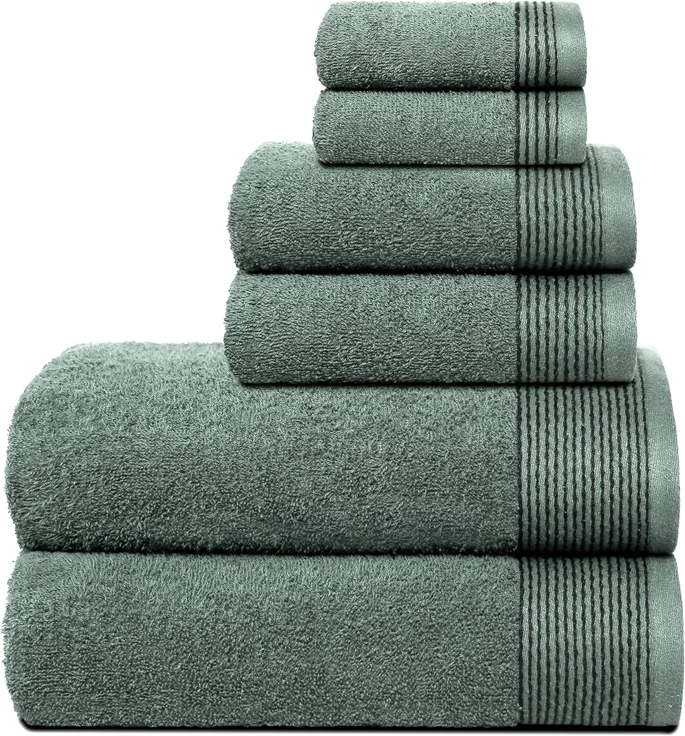 Bild von GLAMBURG 6er-Pack Baumwoll-Handtuch-Set in Jade mit 2 Badetüchern, 2 Handtüchern und 2 Waschbetten