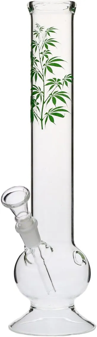 Bild von Glas Bong mit Blattverzierung, 30 cm, 14,5 mm aus der Head&Nature Kollektion