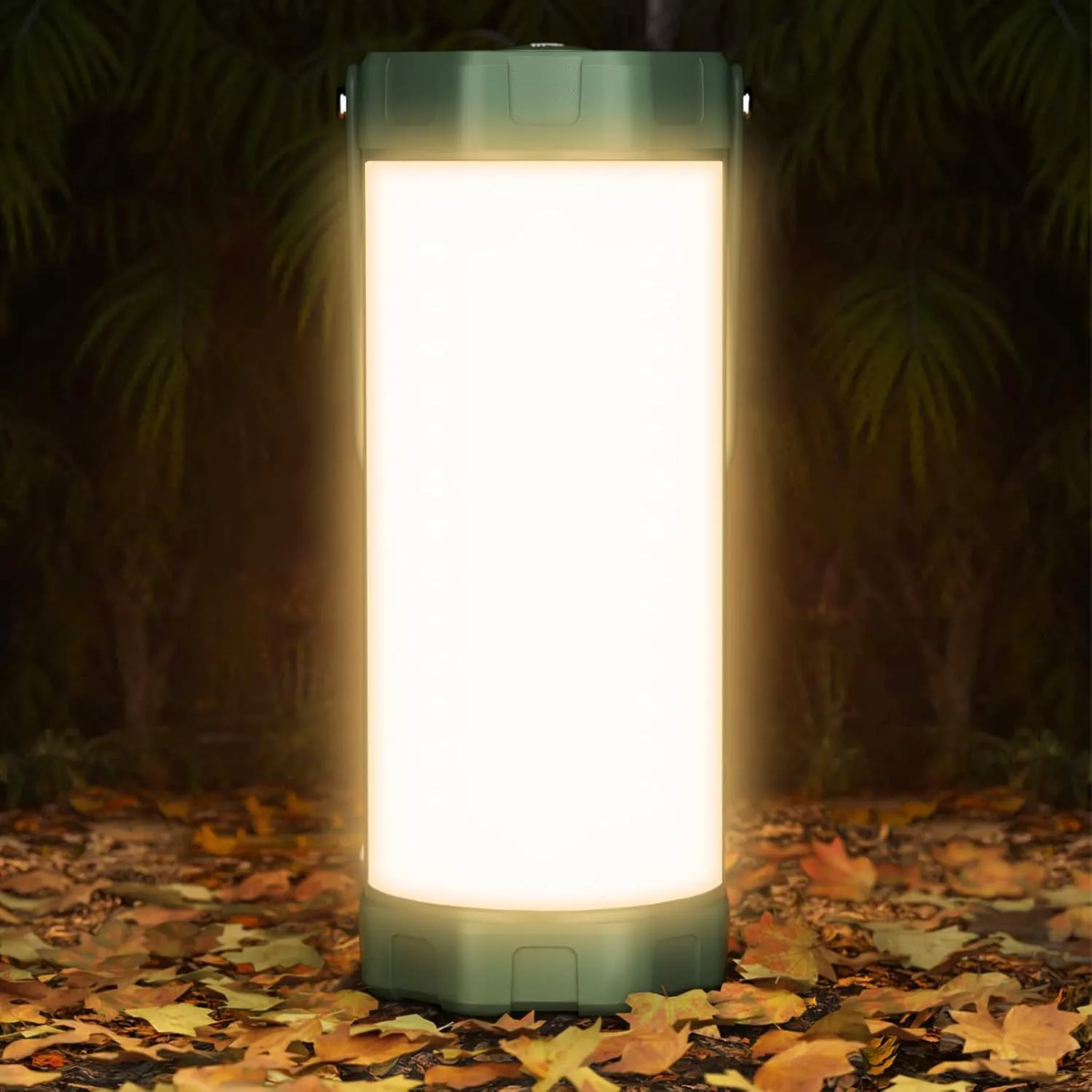 Bild von Glocusent Campinglampe mit 106 LEDs, 1200 Lumen, 5 Helligkeitsstufen, 3 Modi, wiederaufladbar und wasserdicht nach IP68 in Grün
