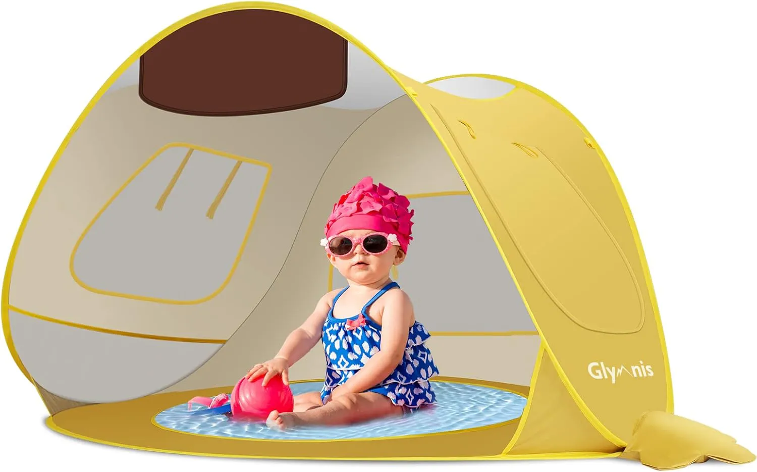 Bild von Glymnis Pop Up Baby Strandmuschel mit UV-Schutz und Mini Pool für Kinder von 0 bis 3 Jahren