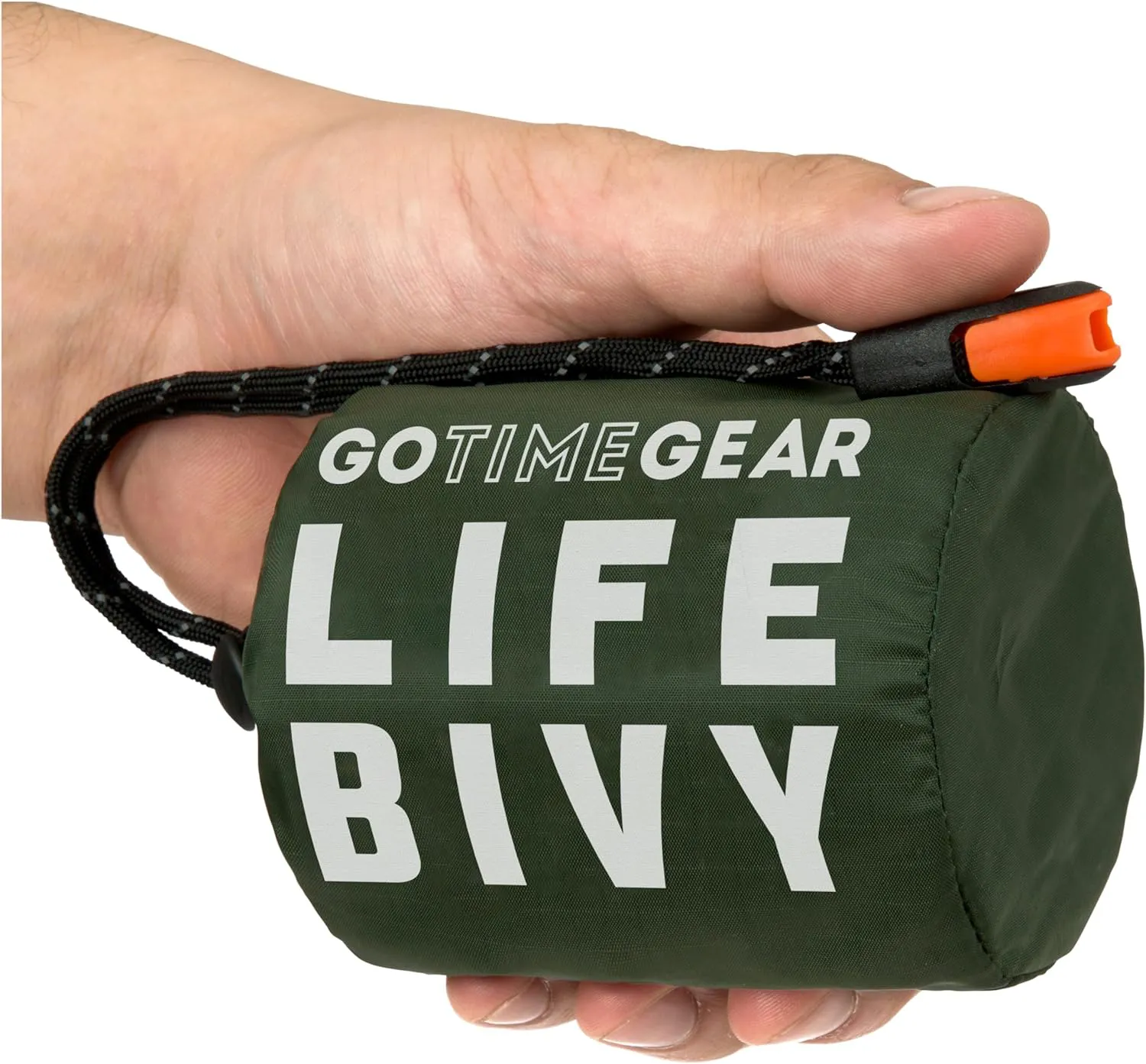 Bild von Go Time Gear Life Bivy Notfall-Schlafsack mit Thermo-Bivvy und Zubehör wie Survival-Pfeife und Paracord-Schnur
