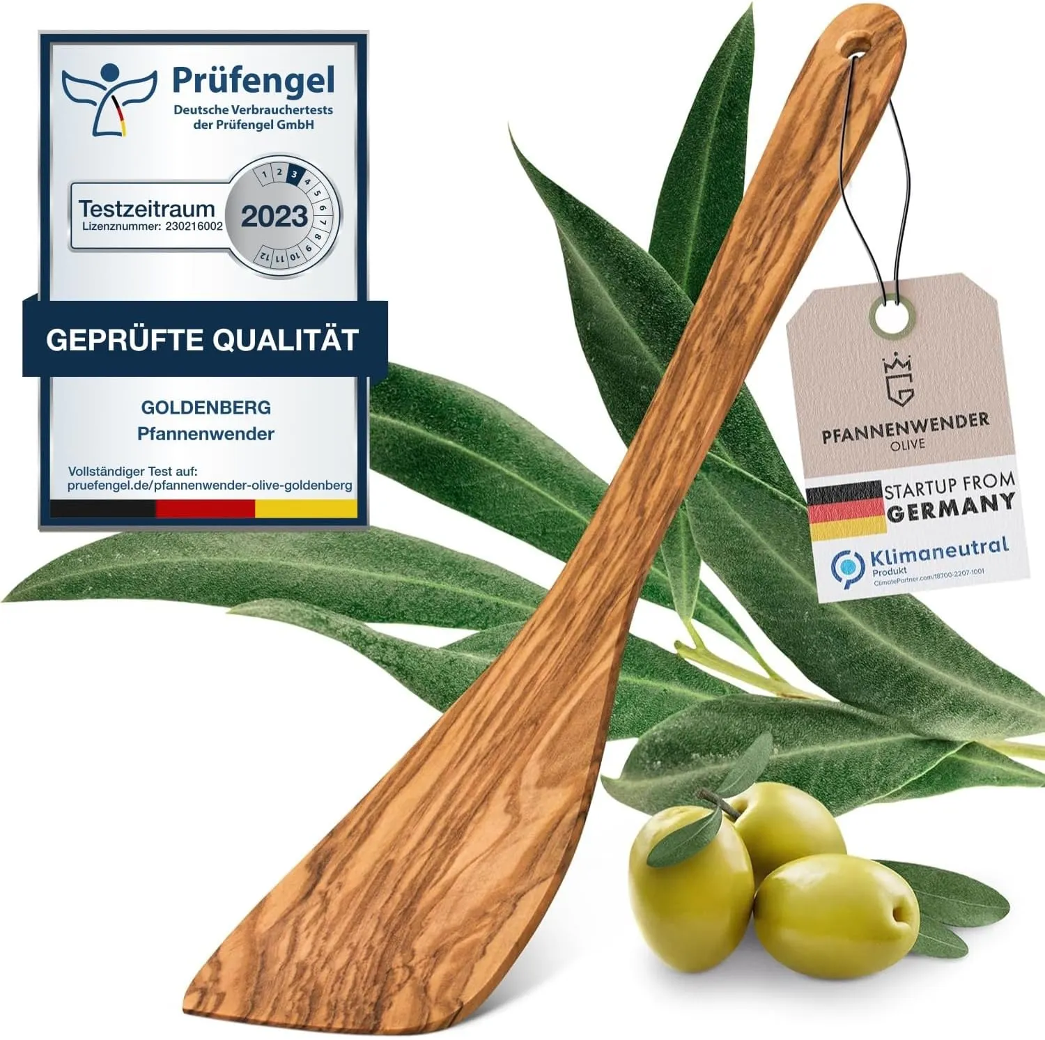 Bild von GOLDENBERG Premium Pfannenwender aus italienischem Olivenholz, klimaneutral und Made in Germany