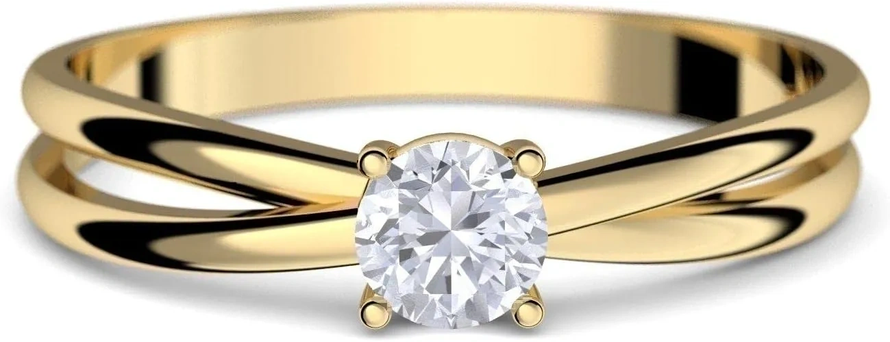Bild von Goldring 333 von AMOONIC mit Zirkonia Stein im Gratis Luxusetui, ideal als Verlobungsring oder Solitär