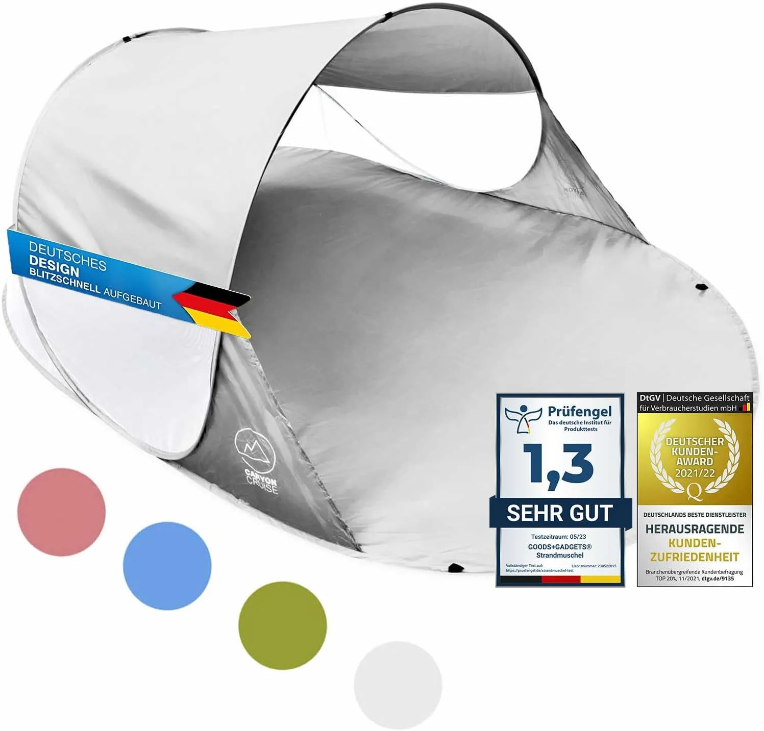 Bild von GOODS+GADGETS Canyon Cruise Pop Up Strandmuschel mit UV-Sonnenschutz und automatischem Selbstaufbau