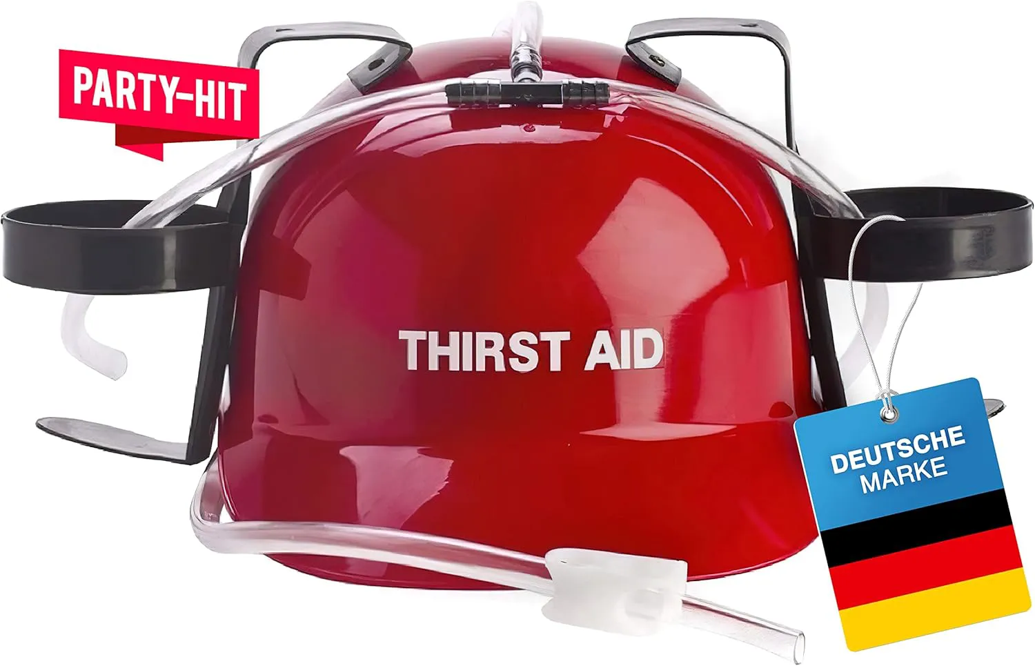 Bild von GOODS+GADGETS Getränke-Helm mit Trinksystem und Dosenhalterung für JGA Partys