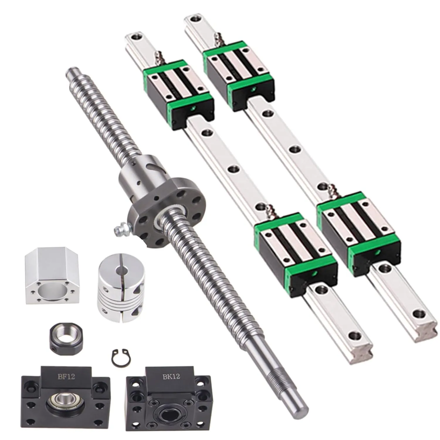 Bild von GooEquip HGR20 Linearführung mit 1500 mm Schiene, 4 Gleitblöcken und 1500 mm Kugelumlaufspindel für 3D Drucker und CNC Maschinen
