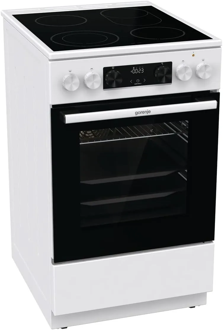 Bild von Gorenje GECS5C 70 WA Elektro-Standherd mit 50 cm Breite, 70 Litern, Glaskeramik-Kochfeld und Funktionen wie Schnellaufheizung, AirFry, ExtraSteam und AquaClean in Weiß