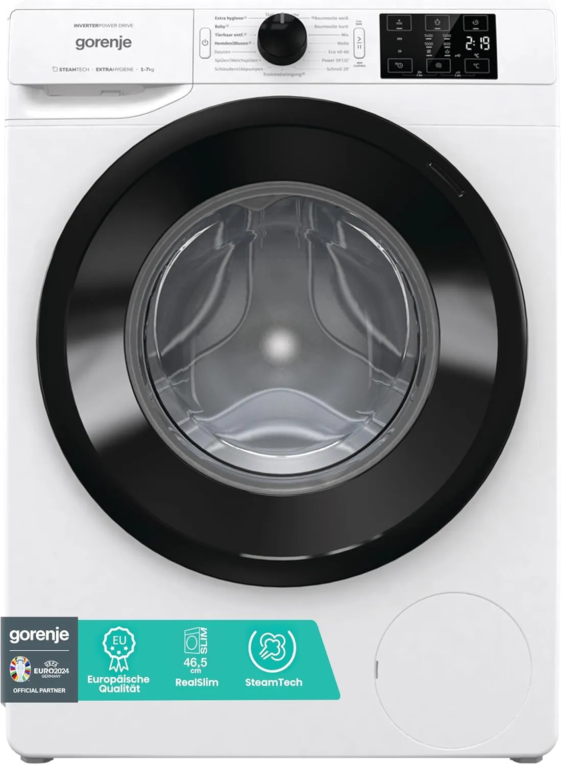 Bild von Gorenje WAM 74 SAP Waschmaschine mit 7 kg Fassungsvermögen, 1400 Umdrehungen, Dampffunktion und 16 Programmen in Weiß mit AquaStop und Inverter Motor