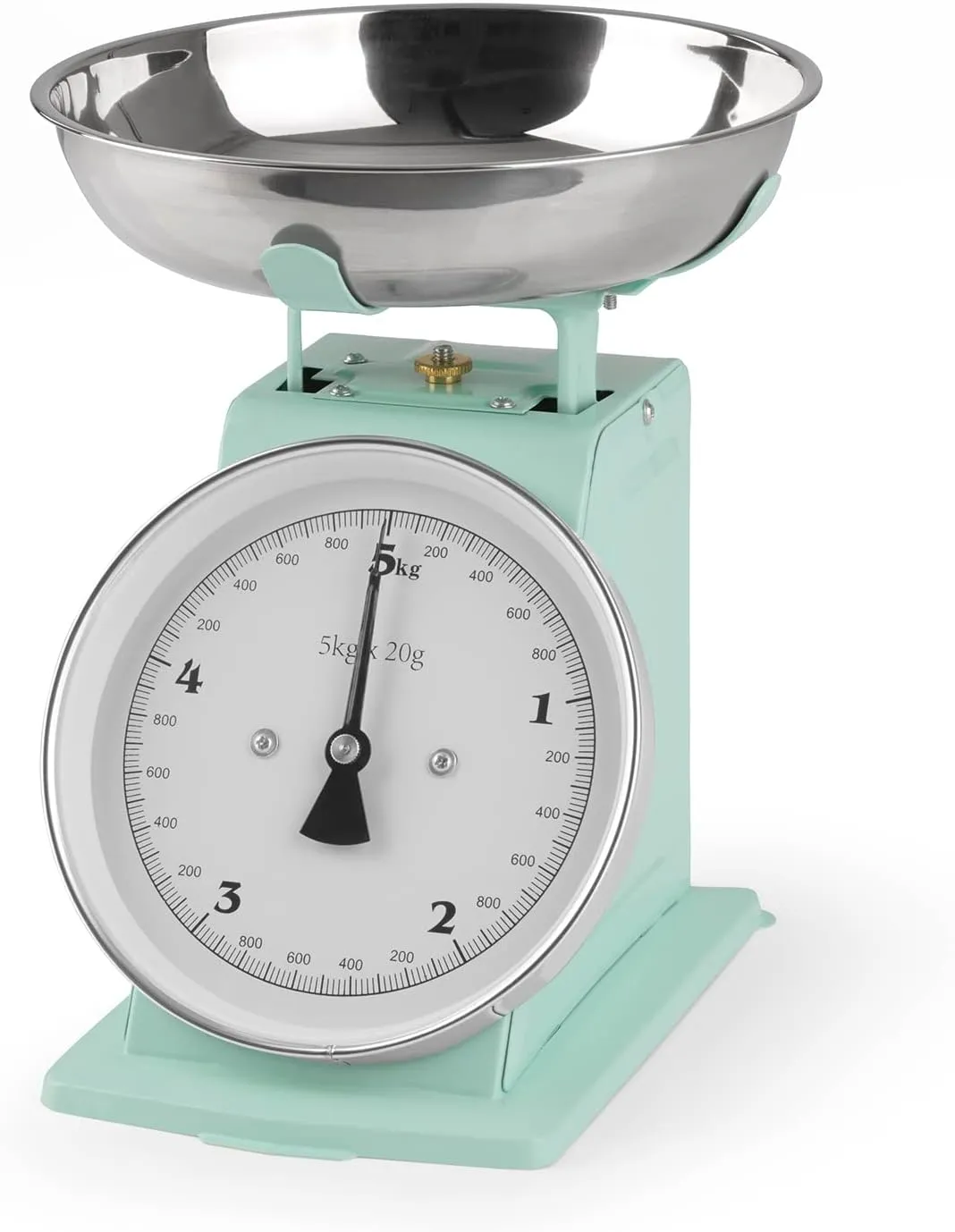 Bild von GOURMETmaxx Küchenwaage im Retro-Design mit Edelstahl-Waagschale und Tara-Funktion, bis 5 kg, mintfarben